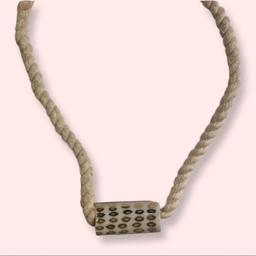 Porcelain & Gold Paint Statement Necklace